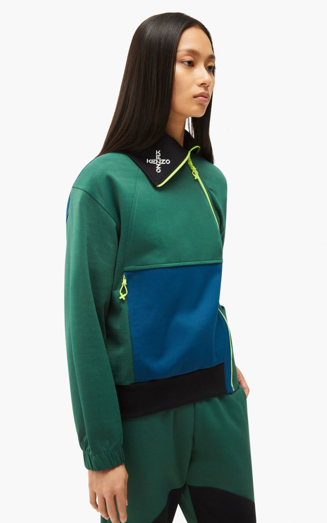 Sudadera Kenzo Sport Zip Mujer Verde Oscuro - SKU.8773112